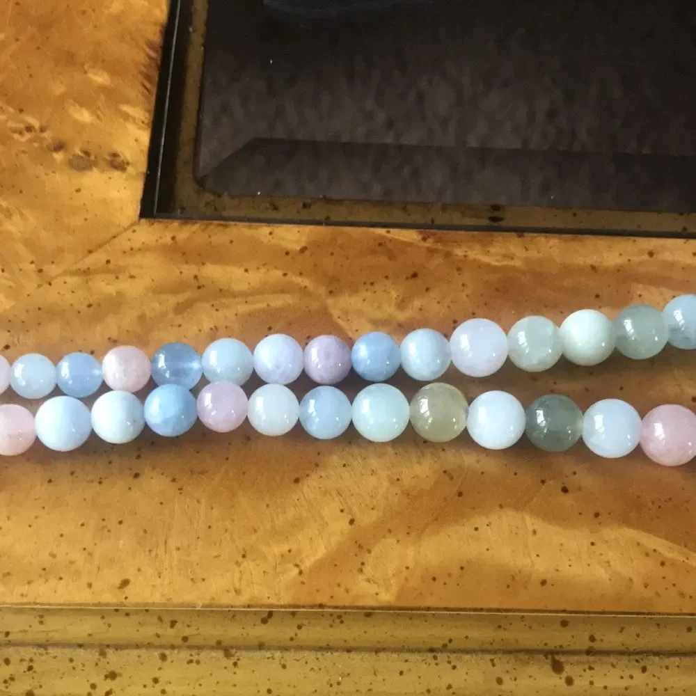 Natural Beryl Sterling Silver Beaded Necklace